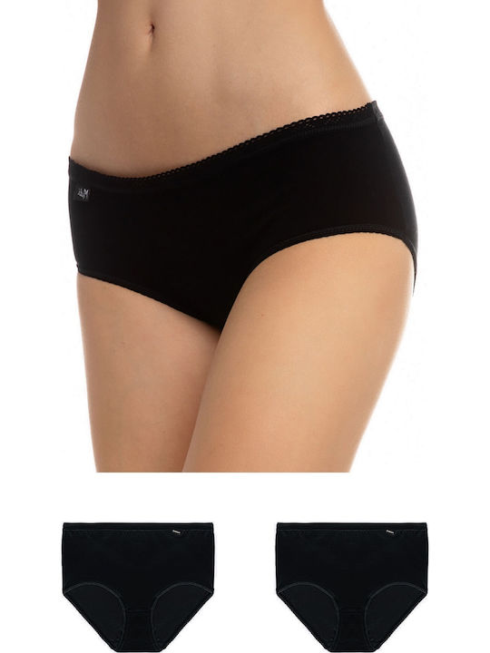 Βαμβακερά High Waist Women's Boxer 2Pack Black