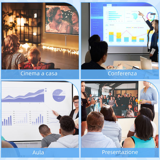 HomCom Οθόνη Προβολής Projector Οροφής με Λόγο Εικόνας 16:9 172x96cm / 80"