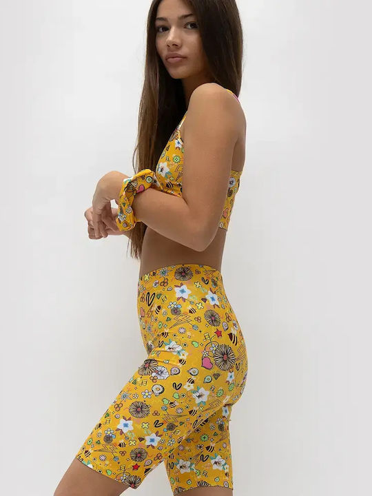 Kids Legging Cycling Short Yellow