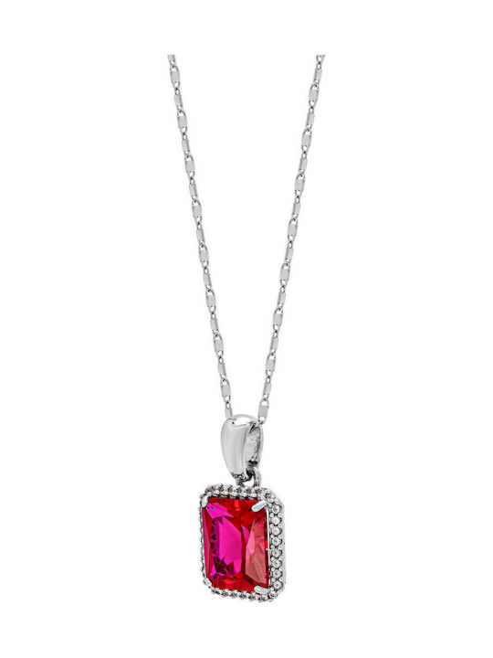 Kiriakos Gofas Solitaire Necklace Made of 14K Red White Gold