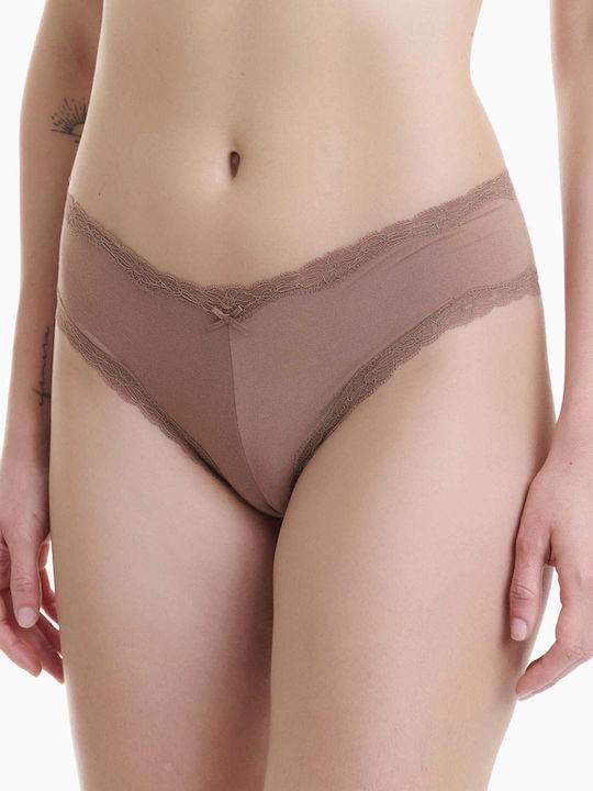 Bamboo Damen Brasilien 2Pack mit Spitze Multicolor
