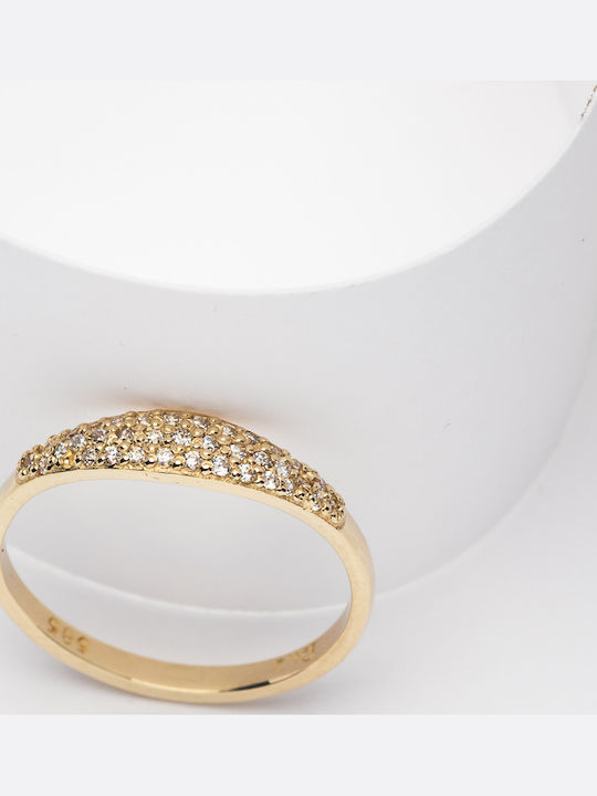 Lunaorocreations Women's Ring Zircon Stones Yellow Gold 14K