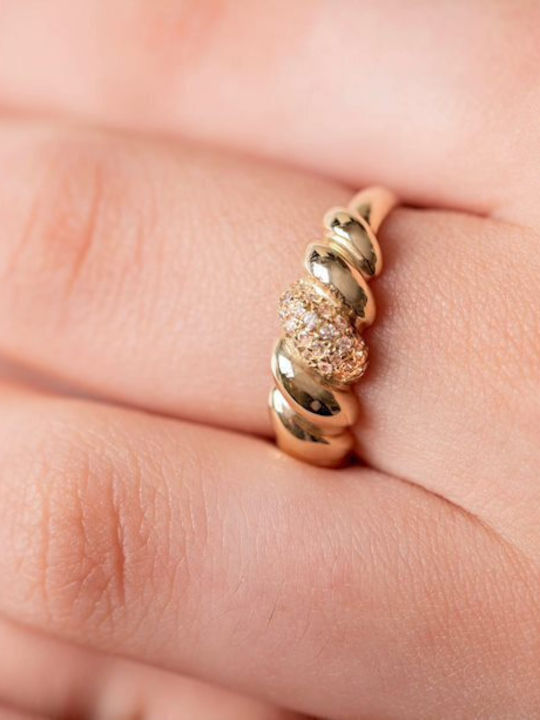 Lunaorocreations Damenring Croissant Gelbes Gold 14κ