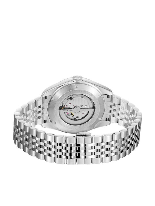 Quantum Ανδρικό Ρολόι 41mm Αυτόματο με Ασημί Μεταλλικό Μπρασελέ