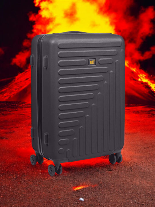 CAT Rockford Medium Hard Black Suitcase With 4 Wheels Height 60cm