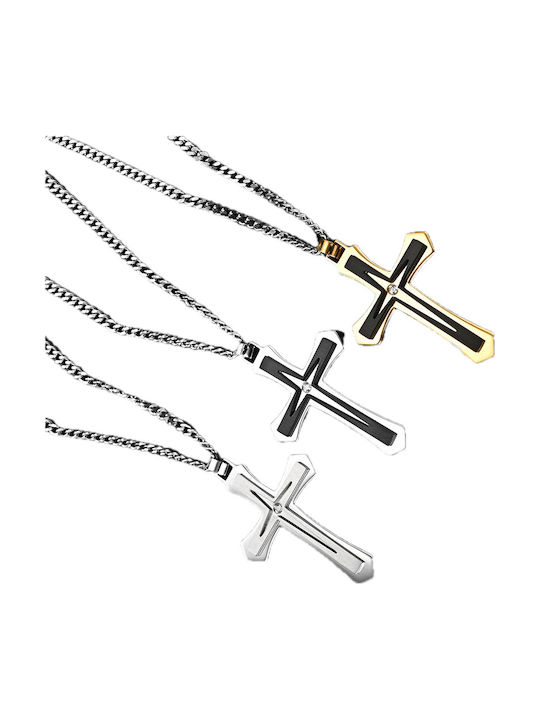 Legend Accessories Ανδρικός Σταυρός από Επιχρυσωμένο Ατσάλι με Αλυσίδα