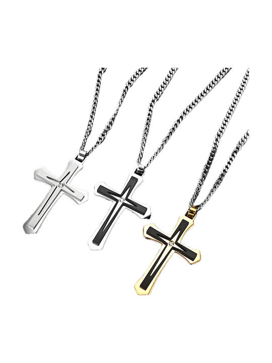 Legend Accessories Ανδρικός Σταυρός από Επιχρυσωμένο Ατσάλι με Αλυσίδα