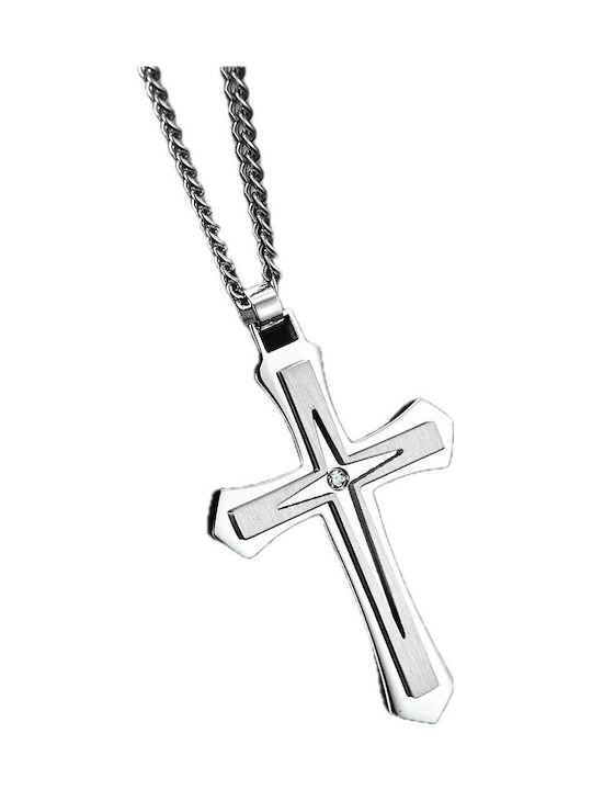Legend Accessories Ανδρικός Σταυρός από Ατσάλι με Αλυσίδα