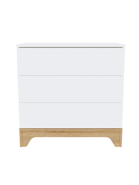 Βρεφική Συρταριέρα με 3 Συρτάρια Λευκή 90x50x89cm