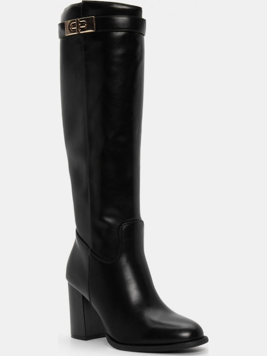 Wildleder Damenstiefel mit hohem Absatz Schwarz