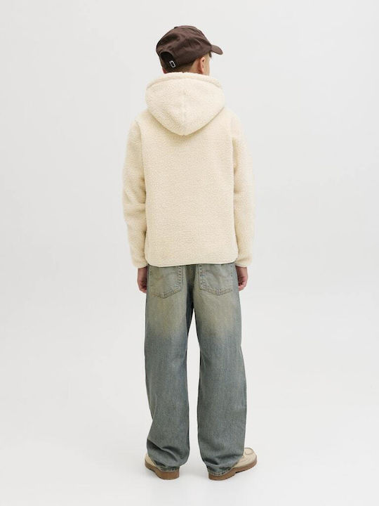 Fleece Kids Sweatshirt with Hood Beige Jones