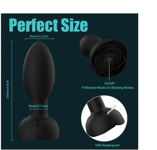 Dragon Dop Anal cu Funcție Wireless și Vibrație Neagră