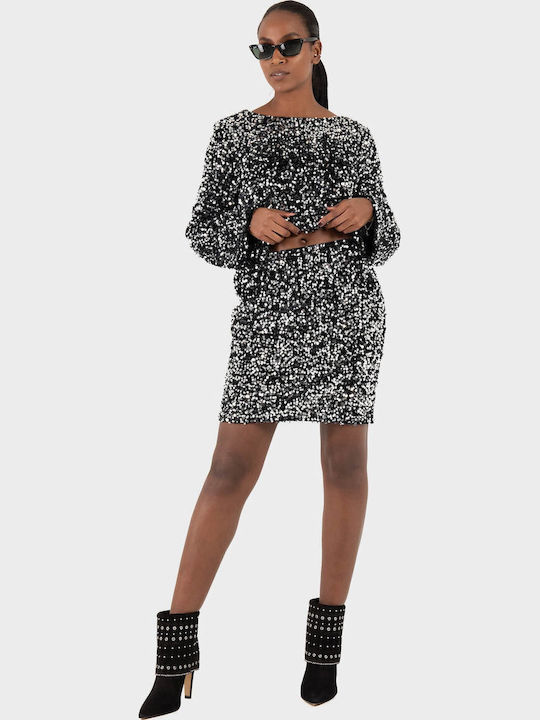 Bella Damen Bluse Langärmelig Silver
