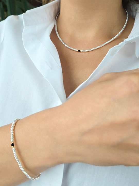 Margaritari Σετ με Κολιέ & Βραχιόλι από Χρυσό 14K με Πέρλες
