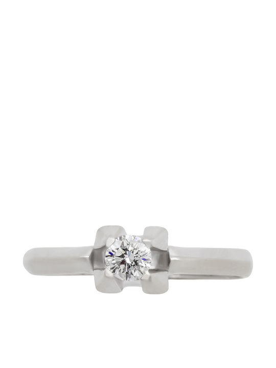 Savvas Design Einzelner Steinring aus Weißgold 18K