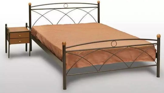 Кос Двойно Метално Легло Сивo за Матрак 150x200см