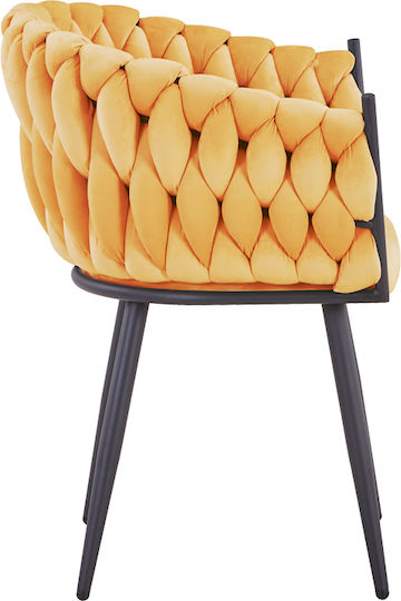Vivian Dining Room Velvet Armchair Yellow 61x55x80cm 2pcs