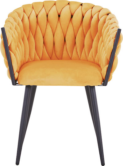 Vivian Dining Room Velvet Armchair Yellow 61x55x80cm 2pcs