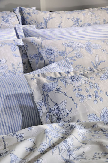 Down Town Home 850 Cotton Duvet Cover Set 250x260cm Double with 2 Pillowcases Blue