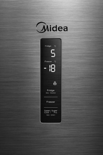Midea 378лт В201xШ59.5xД70см. Inox MDRB521MGA46O