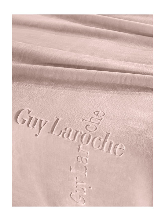 Guy Laroche Logo Velvet Blanket Double Bed 220x240cm Powder