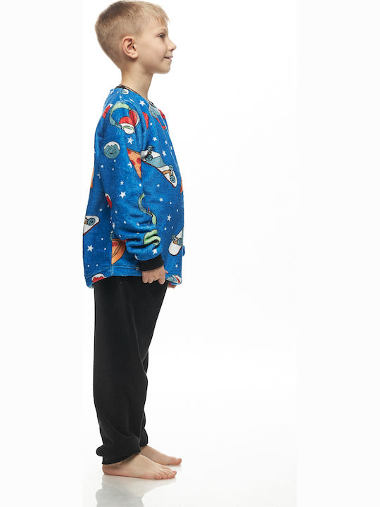 Galaxy Kinder Schlafanzug Winterlich Fleece Royal Blue Galaxy Kinder Schlafanzug Winterlich Fleece Royal Blue
