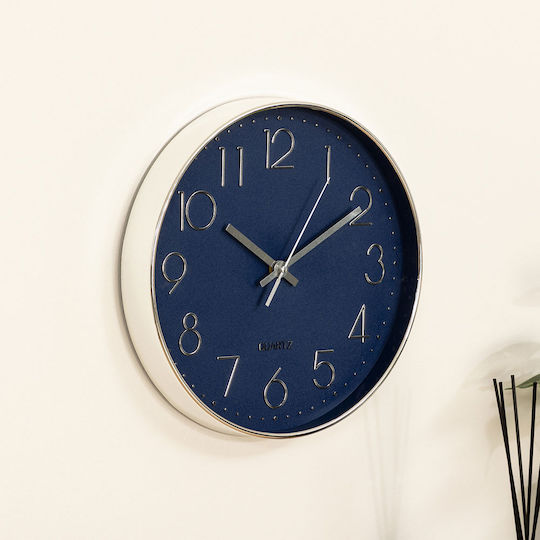 Silent Wall Clock Plastic Blue Ø30cm