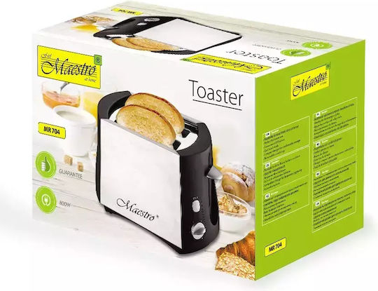 Maestro Φρυγανιέρα 2 Θέσεων 800W Inox