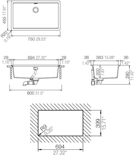 Schock 110-30080U-1511 Υποκαθήμενος από Συνθετικό Γρανίτη Μ75xΠ45.6cm Schock 110-30080U-1511 Υποκαθήμενος από Συνθετικό Γρανίτη Μ75xΠ45.6cm