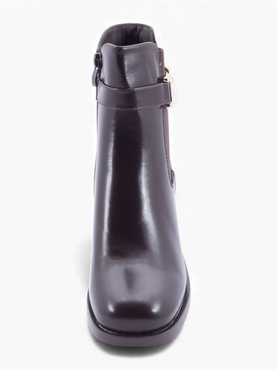 Women's Ankle Boots with Medium Heel Brown