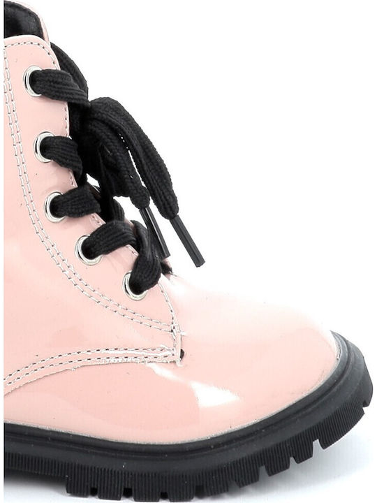 Kids Boots from Patent Leather with Zipper & Lights Pink