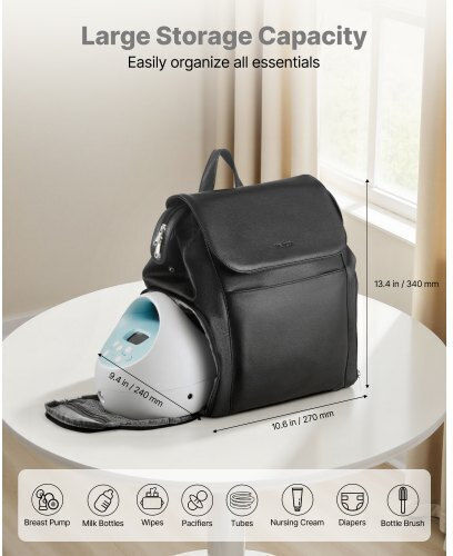 Rucsac Pentru Pompa de Sân Vevor Geantă Pentru Alăptare Pachet Cu Gheață Potrivită S1/s2 Accesorii Pentru Pompare & Depozitare Lapte Matern Husă Portabilă Pentru Pompă Muncă Călătorii Utilizare Familială Negru