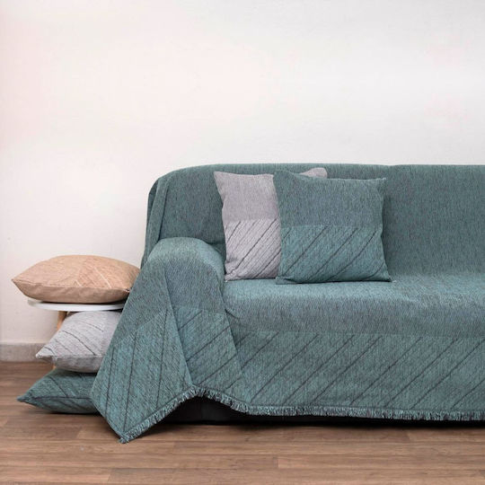 Anna Riska 1455 Armchair Throw Two Sides Chenille 180x150cm Lake Blue