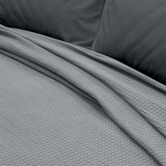Lino Home Cocoon Piqué Decke Einzeln 170x240cm Grau