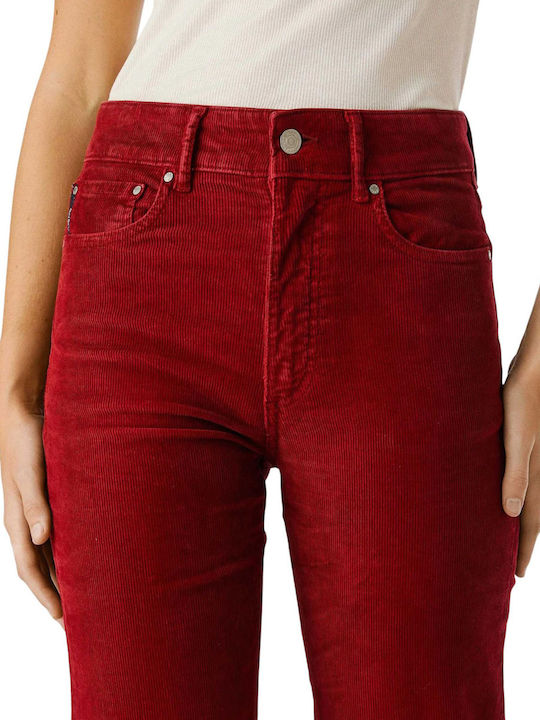 Willa Women's High-waisted Corduroy Trousers Flared Red