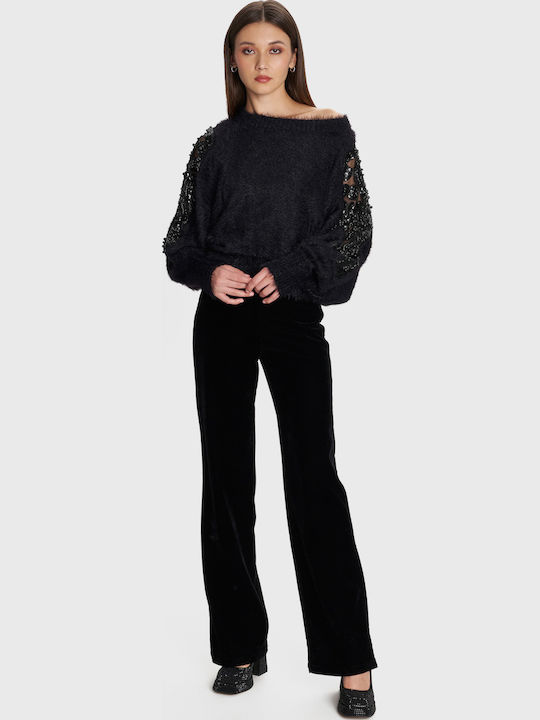 Damen Stoff Hose Black