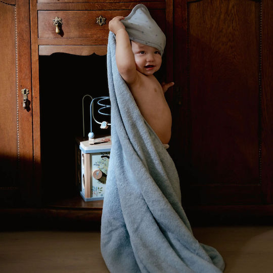 Little Dutch Baby Hooded Towel with Hood Pure Denim Blue 75x75cm