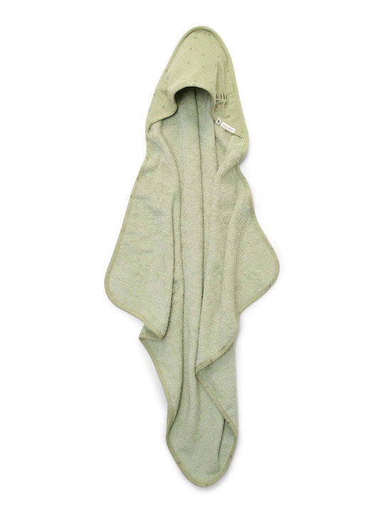 Little Dutch Βρεφική Κάπα-Μπουρνούζι με Κουκούλα Pure Sage 75x75εκ.