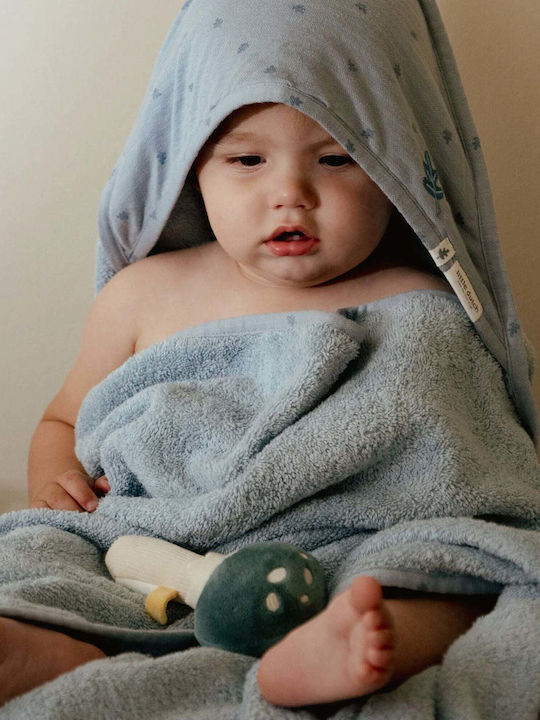 Little Dutch Βρεφική Κάπα-Μπουρνούζι με Κουκούλα Pure Denim Blue 100x100εκ.