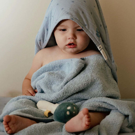 Little Dutch Baby Hooded Bath Towel with Hood Pure Denim Blue 100x100cm