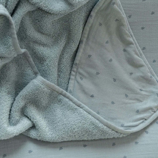 Little Dutch Baby Hooded Bath Towel with Hood Pure Denim Blue 100x100cm
