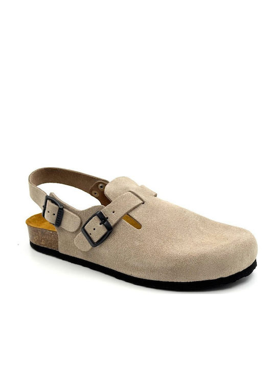 Afelpado Grueso Anatomical Leather Women's Slippers Beige