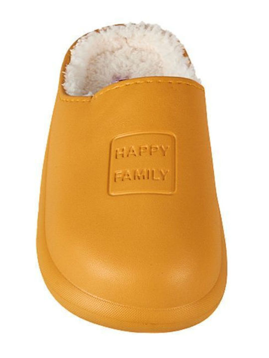 Winter Women's Slippers with Fur Yellow