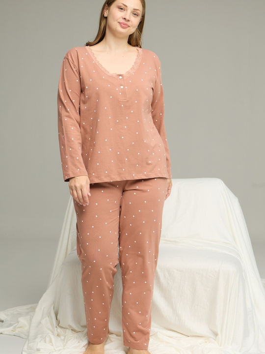 Sexen Winter Women's Pyjama Set Pink Plus Size