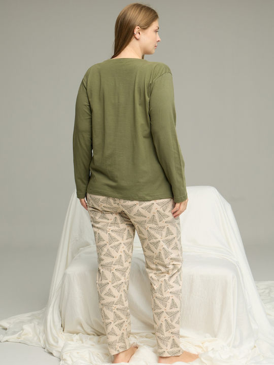 Sexen Winter Women's Pyjama Set Khaki Christmas