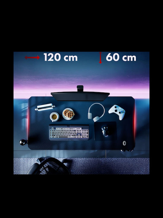 Γραφείο Gaming Rs102 Ξύλινο Μαύρο με LED & USB θύρες 120x60x75εκ.