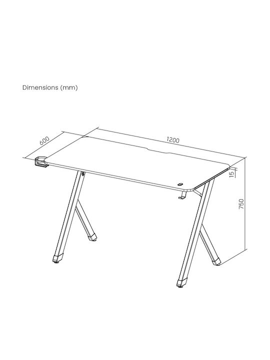 Γραφείο Gaming Rs101 Ξύλινο Μαύρο 120x60x75εκ.