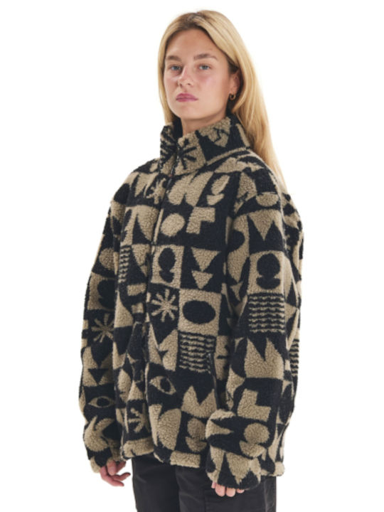 Women's Cardigan with Zipper Beige