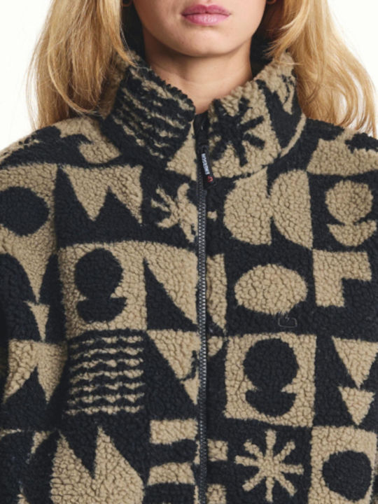 Women's Cardigan with Zipper Beige