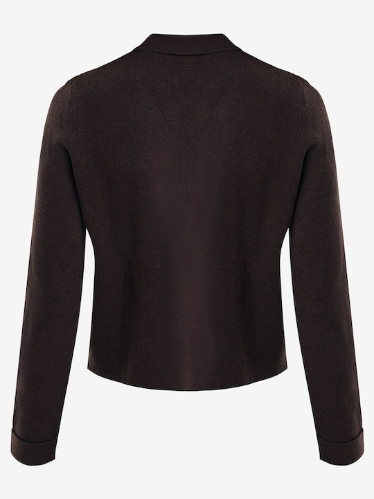 Women's Knitted Cardigan Dark Brown, Brown
